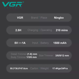 Набір для стрижки VGR 13 в 1 V-173 BLUE, 13 насадок, LED display