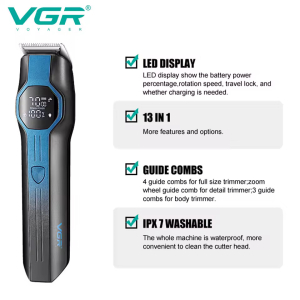 Набір для стрижки VGR 13 в 1 V-173 BLUE, 13 насадок, LED display