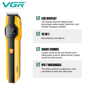 Набір для стрижки VGR 13 в 1 V-173 YELLOW, 13 насадок, LED display
