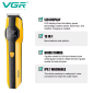 Набір для стрижки VGR 13 в 1 V-173 YELLOW, 13 насадок, LED display