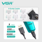 Акумуляторна машинка для стрижки (clipper) VGRV-196 GREEN, 8 насадок, 7000 RPM, 2000 mAh, LED display