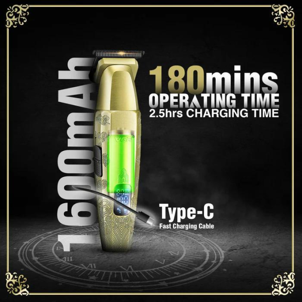 Тример V-265, 4 насадки, 1600mAh, 8000 RPM, LED display