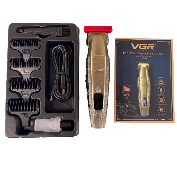 Тример V-265, 4 насадки, 1600mAh, 8000 RPM, LED display