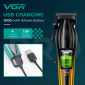 Акумуляторна машинка для стрижки (clipper) VGRV-273 GOLD, 6 насадок, 8000 RPM, 3000 mAh, LED display