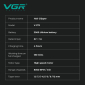 Акумуляторна машинка для стрижки (clipper) VGRV-273 GREEN, 6 насадок, 8000 RPM, 3000 mAh, LED display