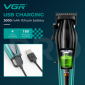Акумуляторна машинка для стрижки (clipper) VGRV-273 GREEN, 6 насадок, 8000 RPM, 3000 mAh, LED display