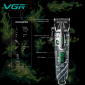Акумуляторна машинка для стрижки (clipper) VGR V-279 GREEN, 6 насадок, 9000 RPM, 2500 mAh, LED display