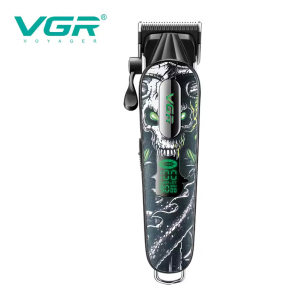 Акумуляторна машинка для стрижки (clipper) VGR V-279 GREEN, 6 насадок, 9000 RPM, 2500 mAh, LED display