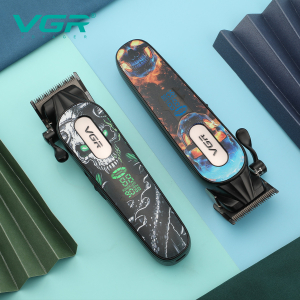 Акумуляторна машинка для стрижки (clipper) VGR V-279 GREEN, 6 насадок, 9000 RPM, 2500 mAh, LED display