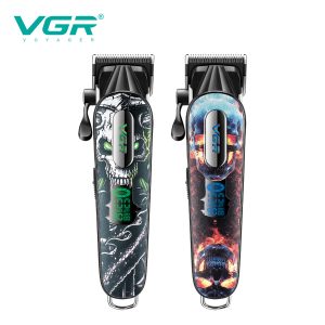 Акумуляторна машинка для стрижки (clipper) VGR V-279 GREEN, 6 насадок, 9000 RPM, 2500 mAh, LED display