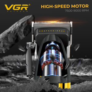 Акумуляторна машинка для стрижки (clipper) VGR V-285, 6 насадок, 9000 RPM, 2000 mAh, LED display