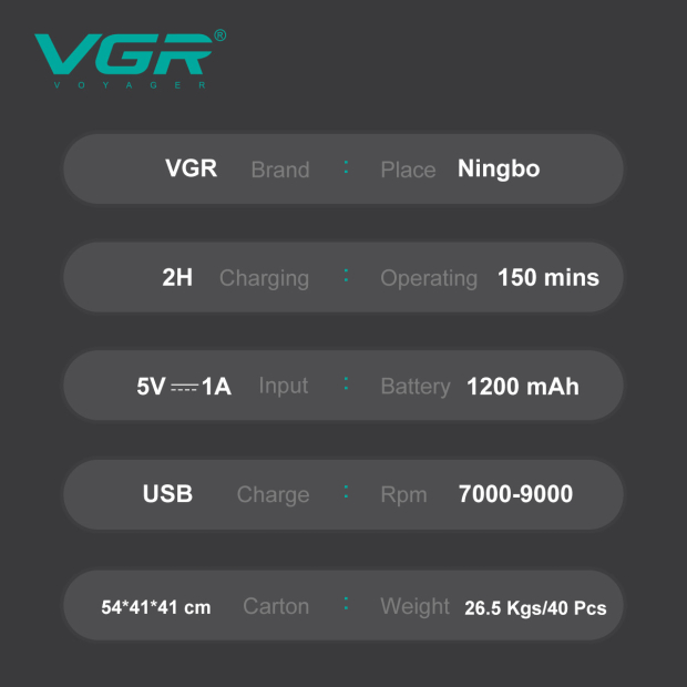 Електробритва VGR V-308 GREEN шейвер, подвійне лезо, 9000 RPM, LED Display