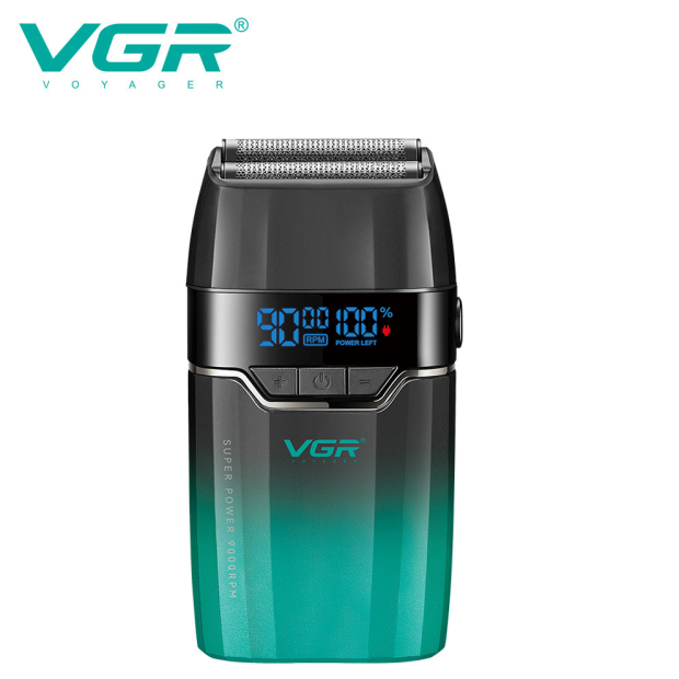 Електробритва VGR V-308 GREEN шейвер, подвійне лезо, 9000 RPM, LED Display