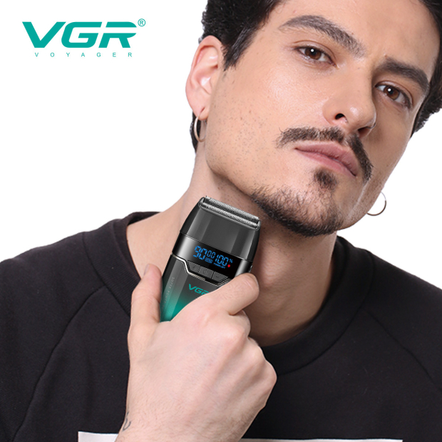 Електробритва VGR V-308 GREEN шейвер, подвійне лезо, 9000 RPM, LED Display