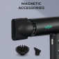 Фен професійний VGR V-401 BLACK, 40 рівнів обдування 70000 - 110000 RPM, 40 рівнів температури 60°C - 100°C, 3 насадки