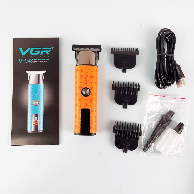 Тример VGR V-943 ORANGE, 3 насадки, LED Display