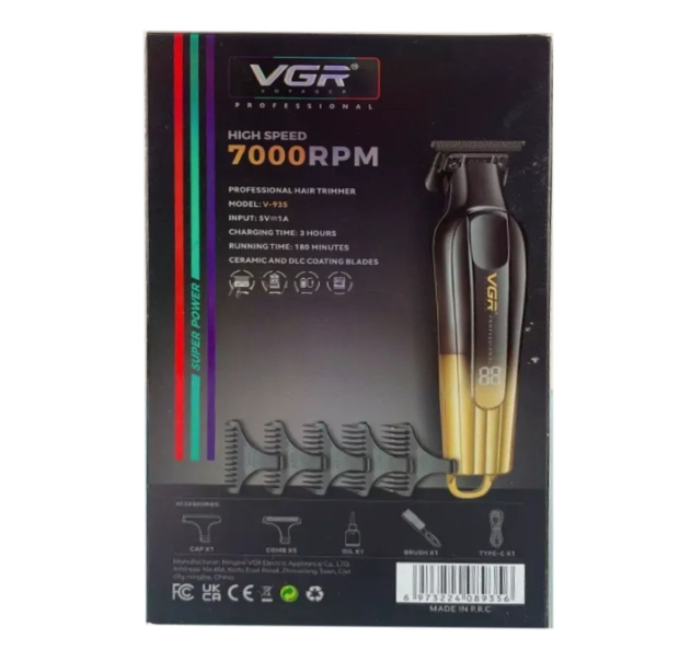 Тример VGR V-935 GOLD, 5 насадок, 7000 RPM, LED display