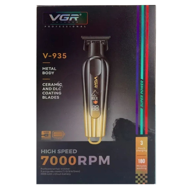 Тример VGR V-935 GOLD, 5 насадок, 7000 RPM, LED display