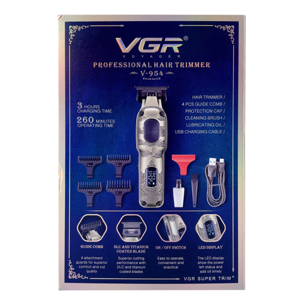Тример VGR V-954, 4 насадки, 7000 RPM, LED Display