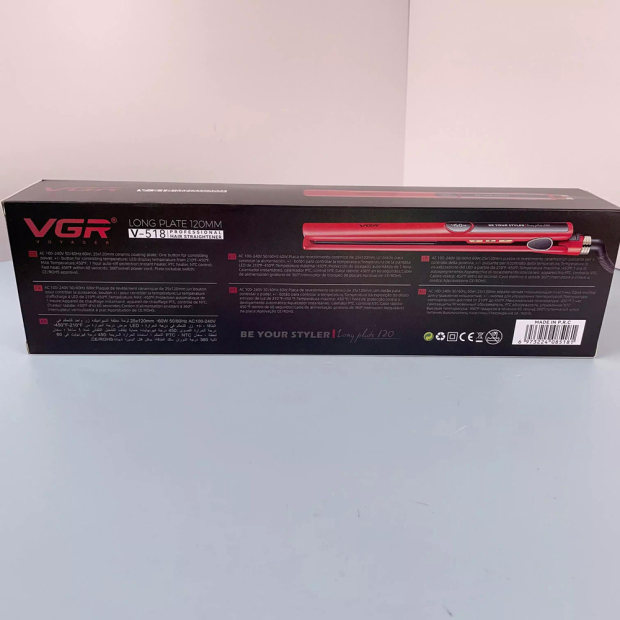 Плойка VGR V-518 RED, температура від 100 ° C до 230 ° C, керамічне покриття, LED display, 40 Вт