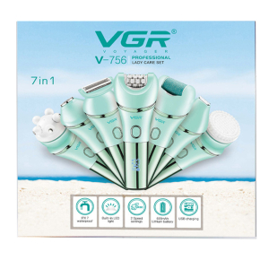 Епілятор VGR 7 в 1 V-756 GREEN, 7 насадок, IPX7