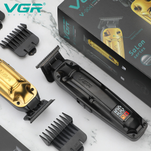 Акумуляторна машинка для стрижки (clipper) VGR V-904 GOLD, 4 насадки, 2000 mAh, LED display