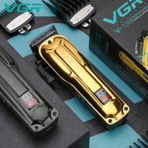 Акумуляторна машинка для стрижки (clipper) VGR V-138 GOLD, 4 насадки, 7000 RPM, 2500 mAh, LED display