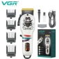 Акумуляторна машинка для стрижки (clipper) VGR V-699 WHITE, 4 насадки, LED display