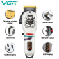 Акумуляторна машинка для стрижки (clipper) VGR V-699 WHITE, 4 насадки, LED display